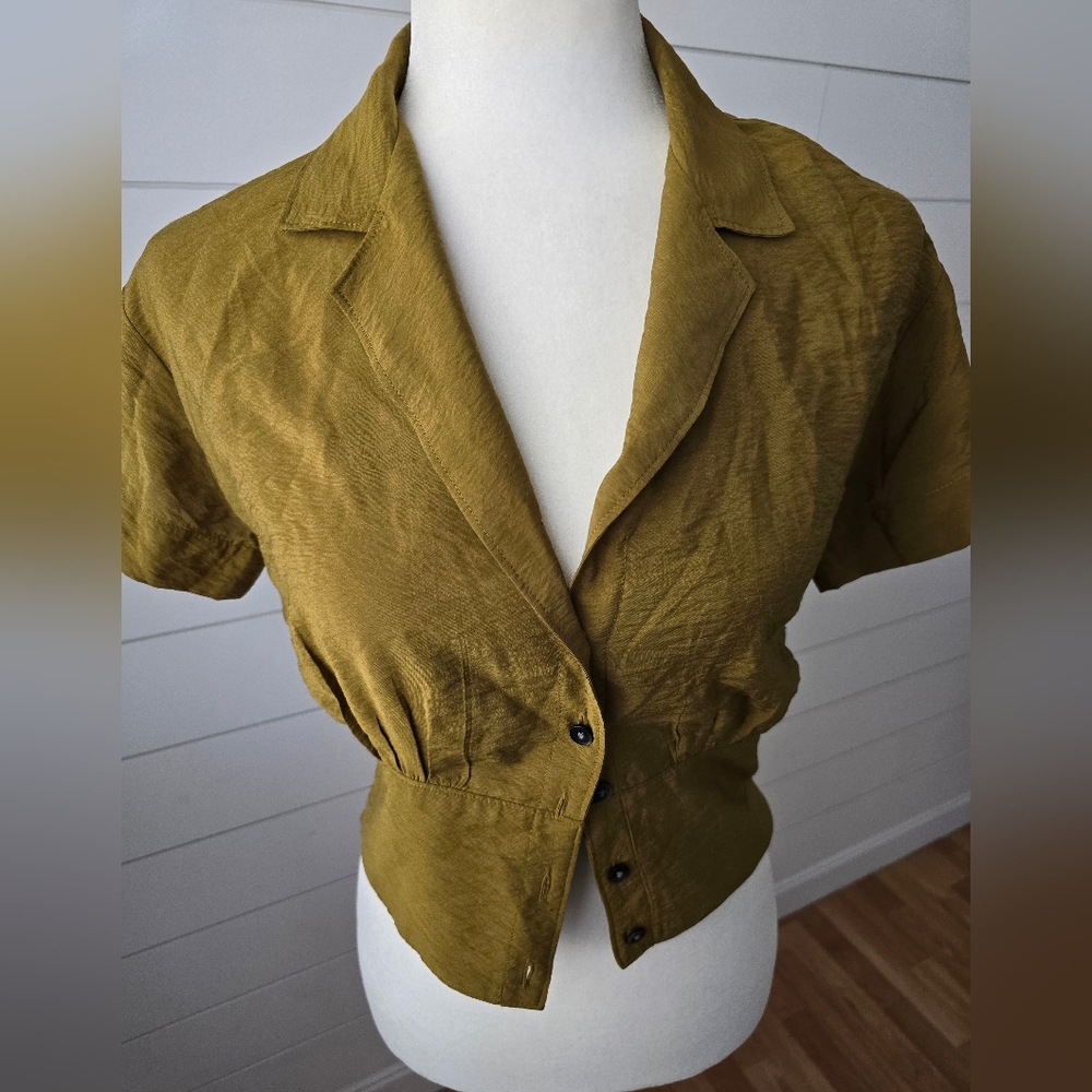 Madewell Olive Green Button Top Size xs - Picture 5 of 7